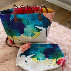 Desigual reversible tote bag and matching crossbody handbag